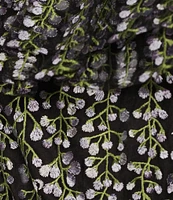 Kensie Embroidered Mesh Floral Print Off-The-Shoulder Neck Short Sleeve A-Line Mini Dress