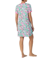 Kensie Floral Print Short Sleeve Cozy Knit Nightgown