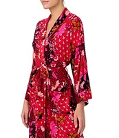 Kensie Jersey Knit Patchwork Print Long Sleeve Coordinating Robe