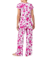 Kensie Knit Tee & Ruffled Pant Floral Pajama Set