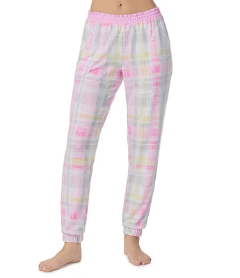 Kensie Marsh Plaid Print Knit Elastic Waist Pocketed Sleep Jogger