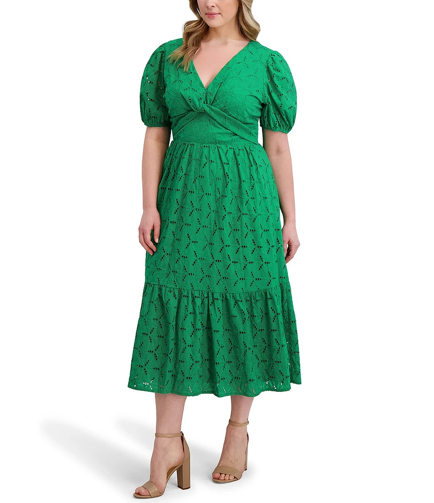 Kensie Plus Size Cotton Eyelet Dress