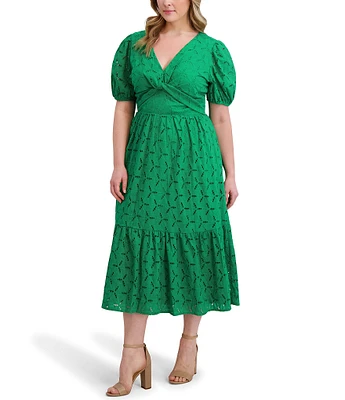 Kensie Plus Size Cotton Eyelet Dress
