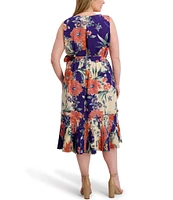 Kensie Plus Size Floral Print Belted Dress