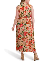 Kensie Plus Size Floral Print Textured Woven Dress