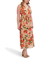 Kensie Plus Size Floral Print Textured Woven Dress