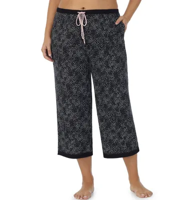 Kensie Plus Size Jersey Knit Dotted Coordinating Cropped Sleep Pants