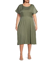 Kensie Plus Size Short Sleeve A-Line Woven Dress