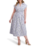 Kensie Plus Size V-Neck Embroidered Woven Shirt Dress