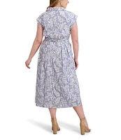 Kensie Plus Size V-Neck Embroidered Woven Shirt Dress