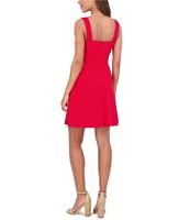 Kensie Sweetheart Neck Scuba Crepe A-Line Dress