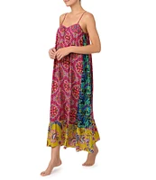 Kensie Woven Floral Medallion Sleeveless V-Neck Maxi Chemise