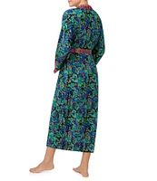 Kensie Woven Paisley Long Sleeve Coordinating Robe