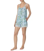 Kensie Woven Sleeveless Round Neck Cami & Short Floral Print Pajama Set