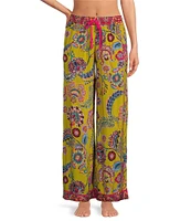 Kensie Woven Smocked Boho Garden Coordinating Sleep Pant