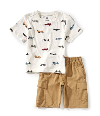 Kids Headquarters Little Boys 2T-7 Short Sleeve Printed Pullover T-Shirt & Cargo Shorts Set