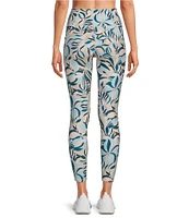 Kinesis High Rise Blue Tropical Floral Print Ankle Leggings