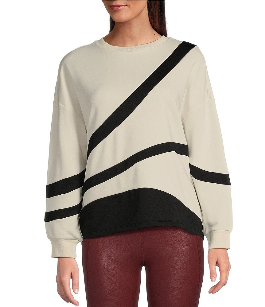 Kinesis Piece Striped Crew Neck Drop Shoulder Long Sleeve Sweatshirt