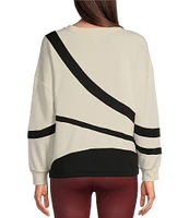 Kinesis Piece Striped Crew Neck Drop Shoulder Long Sleeve Sweatshirt