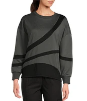 Kinesis Piece Striped Crew Neck Drop Shoulder Long Sleeve Sweatshirt