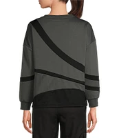 Kinesis Piece Striped Crew Neck Drop Shoulder Long Sleeve Sweatshirt