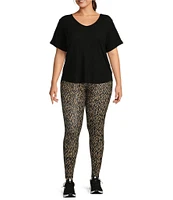 Kinesis Plus Size High Rise Moisture Wicking Chevron Print Ankle Leggings