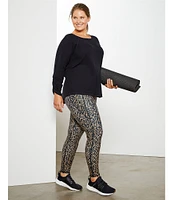 Kinesis Plus Size High Rise Moisture Wicking Chevron Print Ankle Leggings