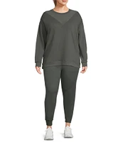 Kinesis Plus Size High Rise Suede Jersey Knit Pull-On Slim Joggers