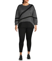 Kinesis Plus Size Piece Striped Crew Neck Drop Shoulder Long Sleeve Sweatshirt