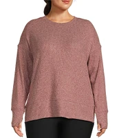 Kinesis Plus Size Ribbed Knit Long Sleeve Crew Neck Pullover