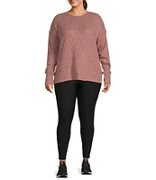 Kinesis Plus Size Ribbed Knit Long Sleeve Crew Neck Pullover