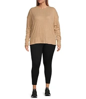 Kinesis Plus Size Ribbed Knit Long Sleeve Crew Neck Pullover