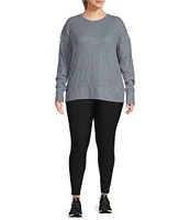 Kinesis Plus Size Ribbed Knit Long Sleeve Crew Neck Pullover