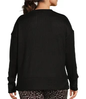 Kinesis Plus Size Ribbed Knit Long Sleeve Crew Neck Pullover