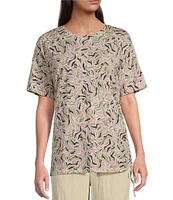 Kinesis Printed Short Sleeve Ruched Side Tee