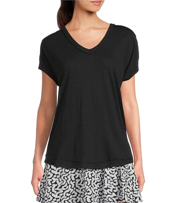 Kinesis V-Neck Raw Edge Dolman Tee