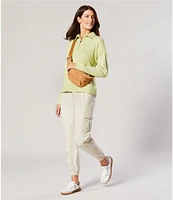 Kinesis Woven Elastic Cinched Cuff Ribbed Waistband Flap Pocket Ankle Joggers