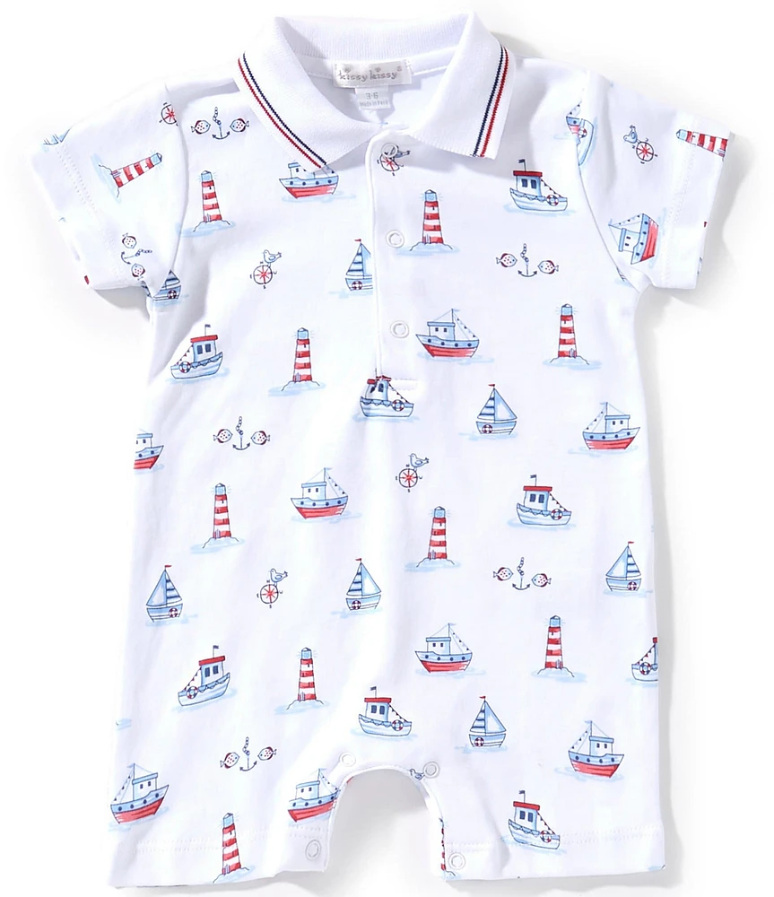 Kissy Kissy Baby Boys Newborn-24 Months Short Sleeve Seas The Day Printed Shortall