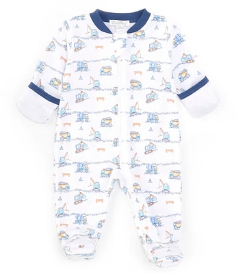 Kissy Kissy Baby Boys Newborn-9 Months Construction Print Zip-Front Footie