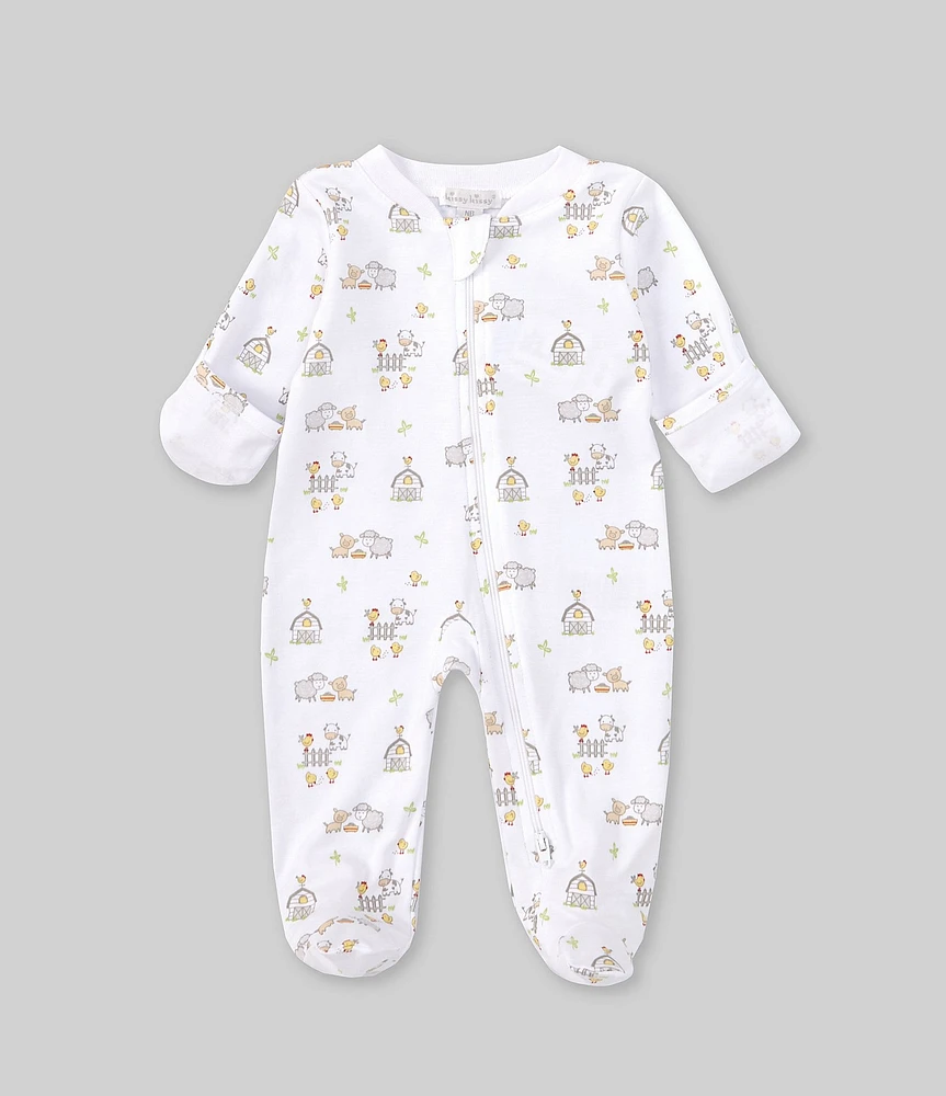 Kissy Kissy Baby Boys Newborn-9 Months Farm Print Zip Front Footie