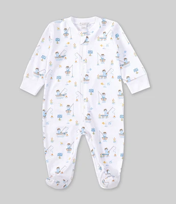 Kissy Kissy Baby Boys Newborn-9 Months Fishing Print Zip Front Footie