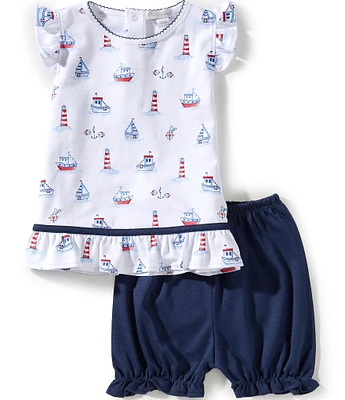 Kissy Kissy Baby Girls 9-24 Months Seas The Day Ruffle Sleeve Top & Shorts Sunsuit Set