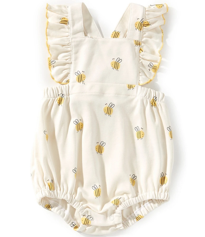 Kissy Kissy Baby Girls Newborn-24 Months Bees Print Ruffle Bubble Romper