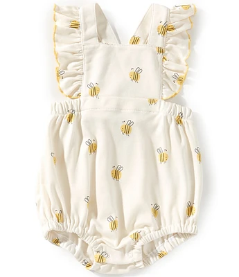 Kissy Kissy Baby Girls Newborn-24 Months Bees Print Ruffle Bubble Romper