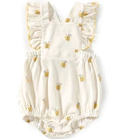 Kissy Kissy Baby Girls Newborn-24 Months Bees Print Ruffle Bubble Romper