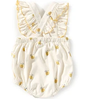 Kissy Kissy Baby Girls Newborn-24 Months Bees Print Ruffle Bubble Romper