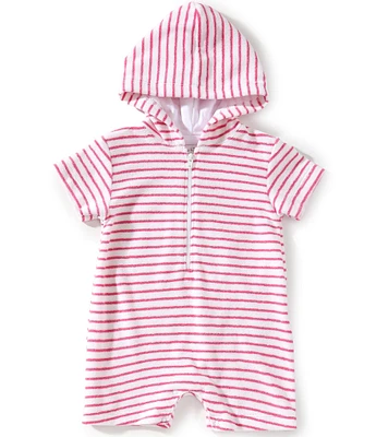 Kissy Kissy Baby Girls Newborn-24 Months Cabana Terry Stripe Short Sleeve Romper Swim Cover-Up