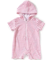 Kissy Kissy Baby Girls Newborn-24 Months Cabana Terry Stripe Short Sleeve Romper Swim Cover-Up