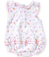 Kissy Kissy Baby Girls Newborn-24 Months Fruit Fiesta Ruffle Sleeve Bubble Romper