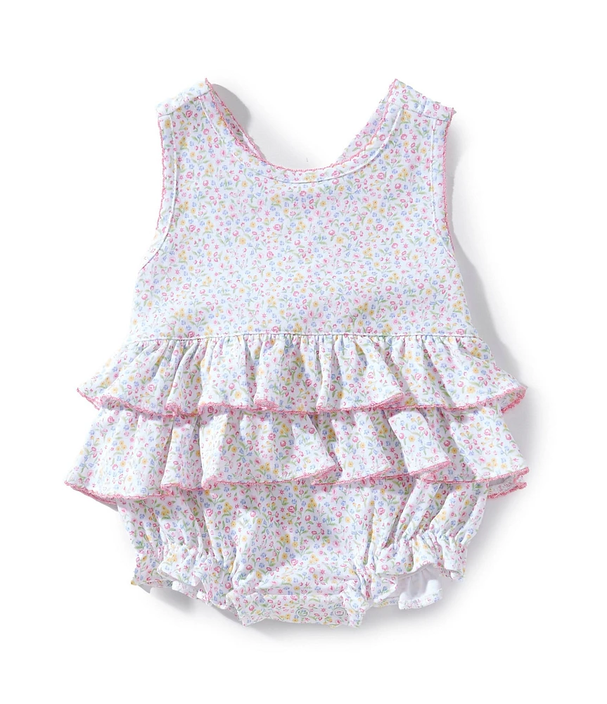 Kissy Kissy Baby Girls Newborn-24 Months Sleeveless Garden Trellis Printed Bubble Romper
